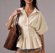 Yellow Striped Peplum Shirt