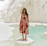 Rust Print Cami Midi Dress