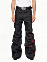 Black Washed Distressed Flare Jeans