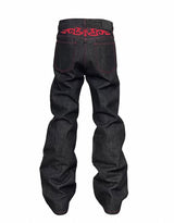 Black Washed Distressed Flare Jeans