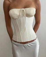Apricot Lace-Up Corset Top