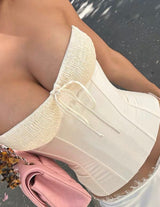 Apricot Lace-Up Corset Top