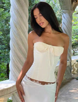 Apricot Lace-Up Corset Top