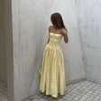 Yellow Floral Corset Cami Maxi Dress