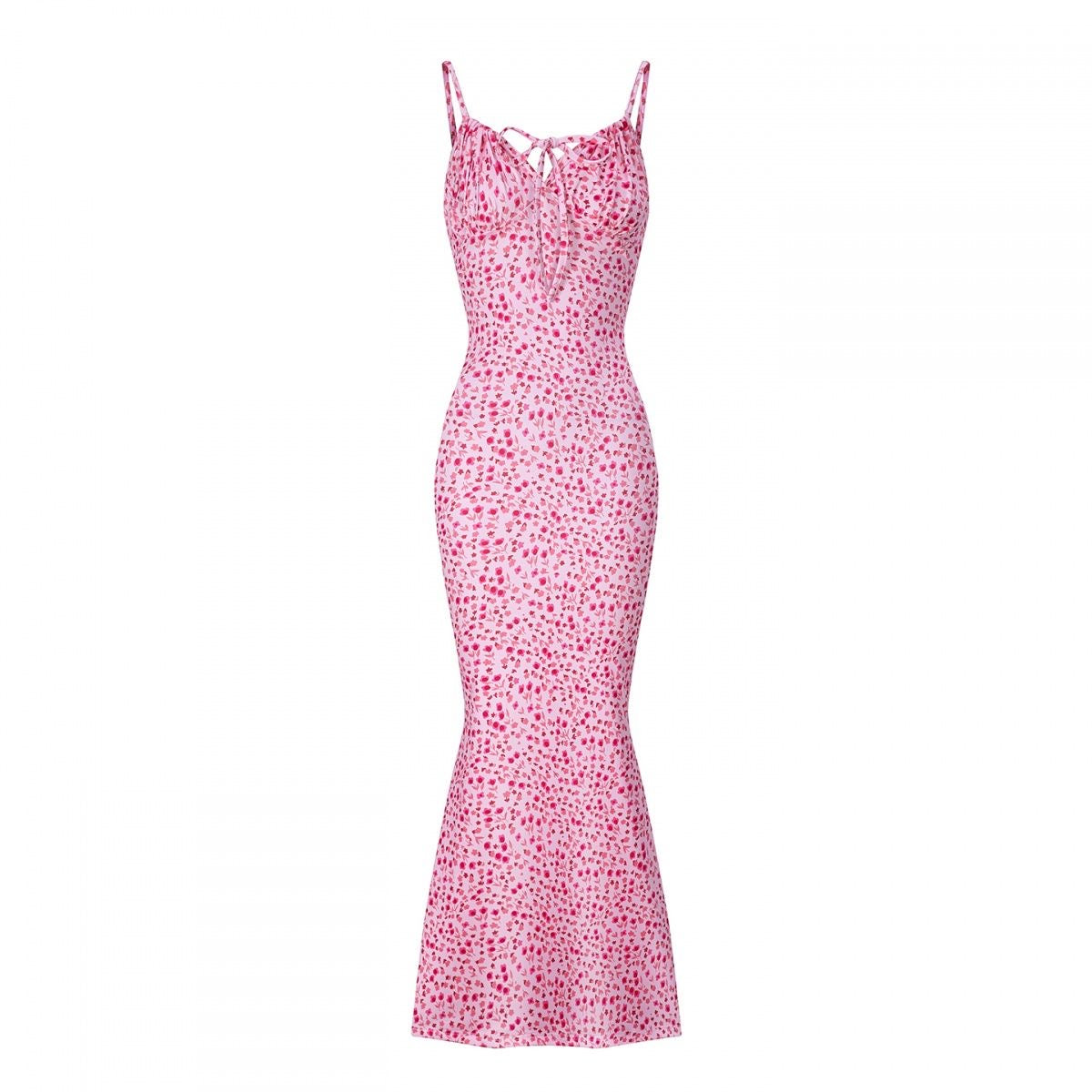 Pink Ditsy Floral Mermaid Maxi Dress