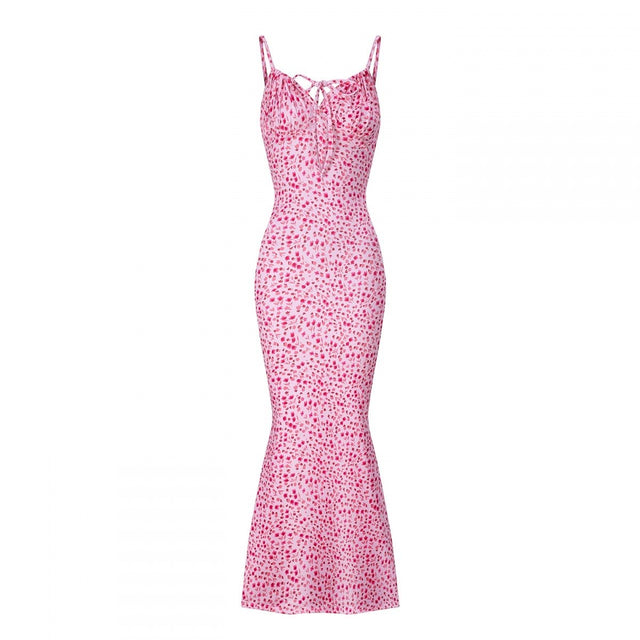 Pink Ditsy Floral Mermaid Maxi Dress