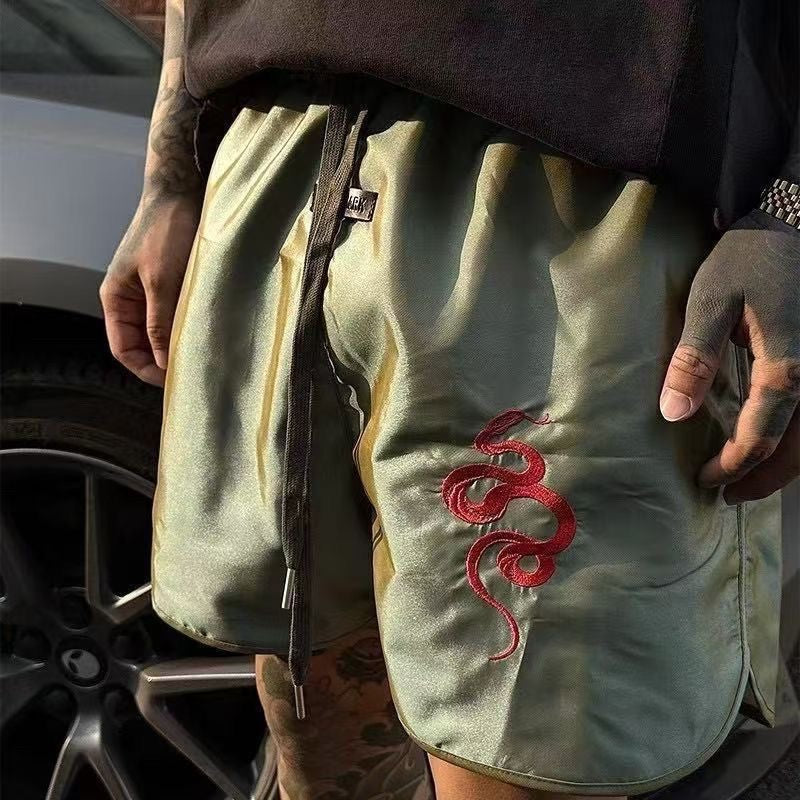 Teal Embroidered Sweat Shorts