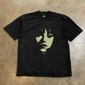 Black Face Print Heavyweight Tee