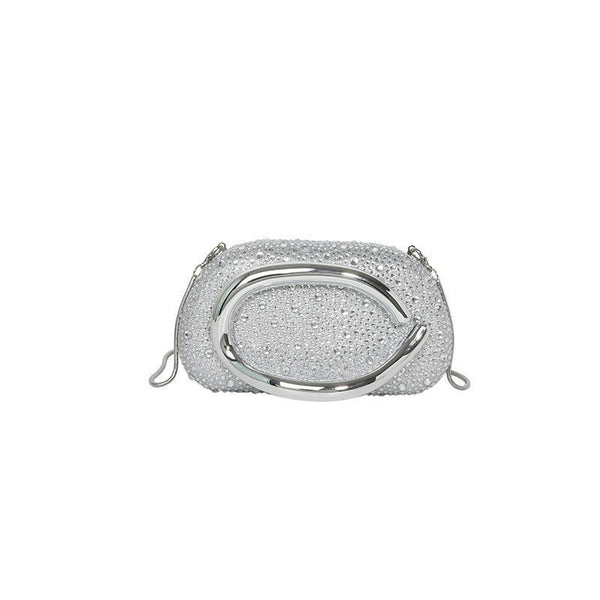 Silver Rhinestone Clutch Bag