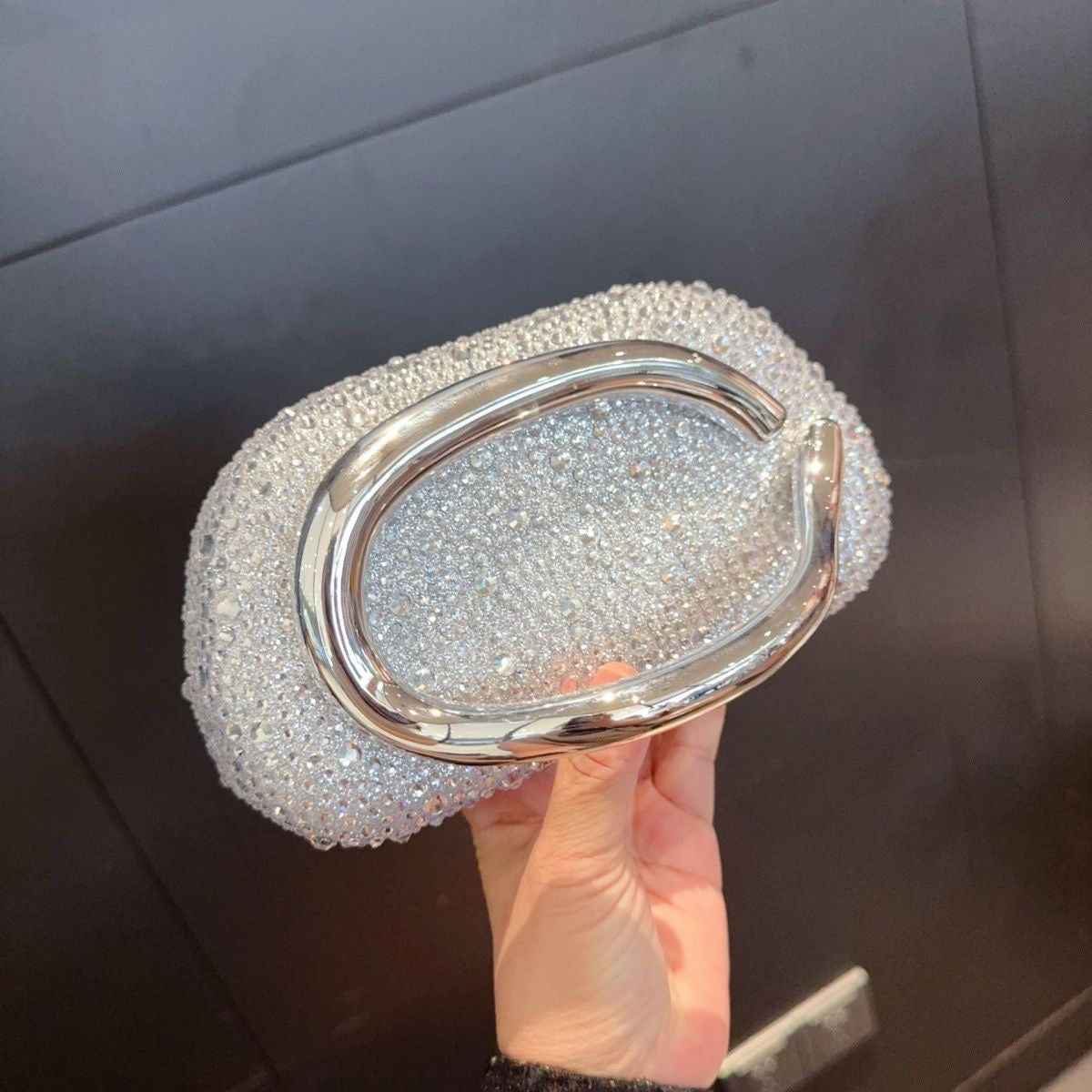 Silver Rhinestone Clutch Bag