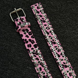 Pink Leopard Print Studded Belt