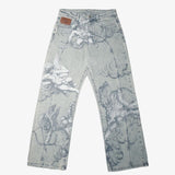 Light Blue Angel Print Straight Jeans
