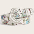 White Floral Rhinestone Belt