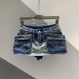 Blue Pocket Denim Micro Mini Skirt