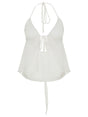 White Crochet Halter Split Top