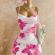 Pink Hibiscus Print Cami Mini Dress