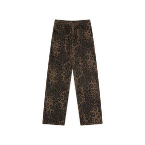 Leopard Print Wide Leg Jeans