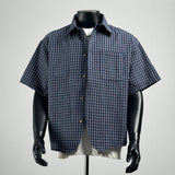 Navy Plaid Seersucker Short Sleeve Shirt