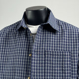 Navy Plaid Seersucker Short Sleeve Shirt