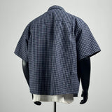 Navy Plaid Seersucker Short Sleeve Shirt