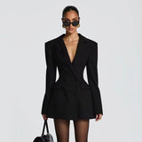 Black Long Sleeve Blazer Mini Dress