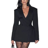 Black Long Sleeve Blazer Mini Dress