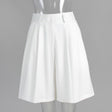 White Pleated Wide Leg Tailored Shorts