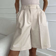 Apricot Pleated Wide Leg Tailored Shorts