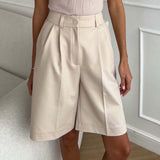 Apricot Pleated Wide Leg Tailored Shorts