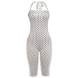 White Polka Dot Halter Bodycon Romper