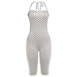 White Polka Dot Halter Bodycon Romper
