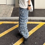 Light Blue Distressed Patch Skinny Jeans