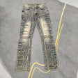 Vintage Yellow Wash Patch Stretch Jeans