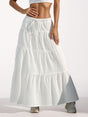 White Tiered Drawstring Maxi Skirt