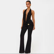 Black Halter Flare Jumpsuit