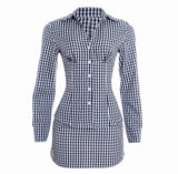 Blue Gingham Shirt and Skirt 2-Piece Set