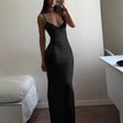 Black Backless Strappy Maxi Dress