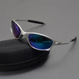 Silver Blue Mirror Cyberpunk Oval Sunglasses