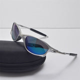 Silver Blue Mirror Cyberpunk Oval Sunglasses