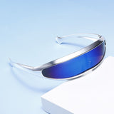 Silver Blue Visor Shield Sunglasses