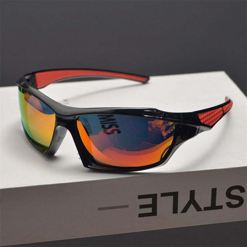Black Red Mirror Polarized Sport Sunglasses