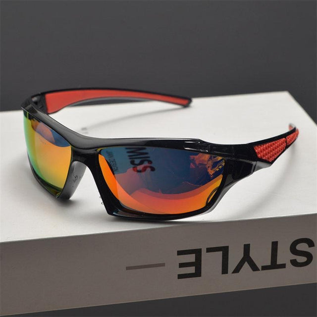 Black Red Mirror Polarized Sport Sunglasses