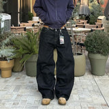 Washed Black Baggy Wide Leg Jeans