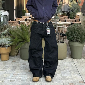 Washed Black Baggy Wide Leg Jeans