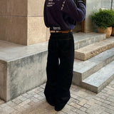 Washed Black Baggy Wide Leg Jeans