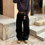 Washed Black Baggy Wide Leg Jeans