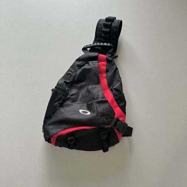 Black Red Strap Lightweight Sling Bag