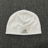 White Embroidered Letter Skull Beanie