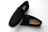 Terra Loafer — Black Suede, white sole pair