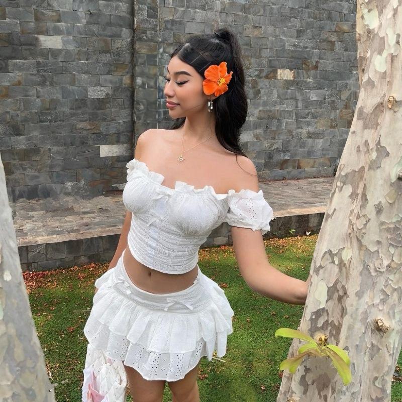 Eyelet ruffle co-ord set